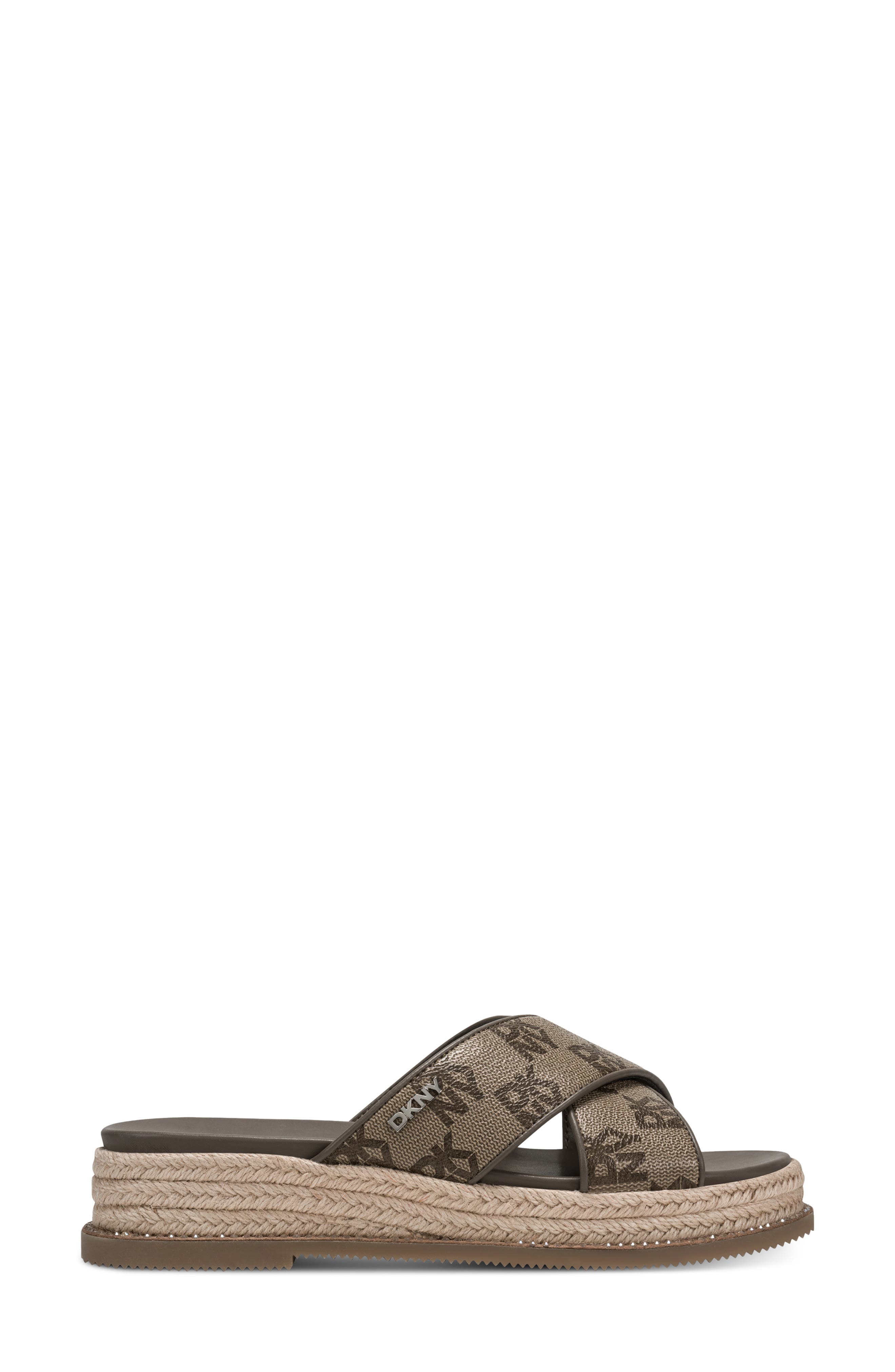 DKNY Berris Cross Band Slide Sandal, Alternate, color, Chino