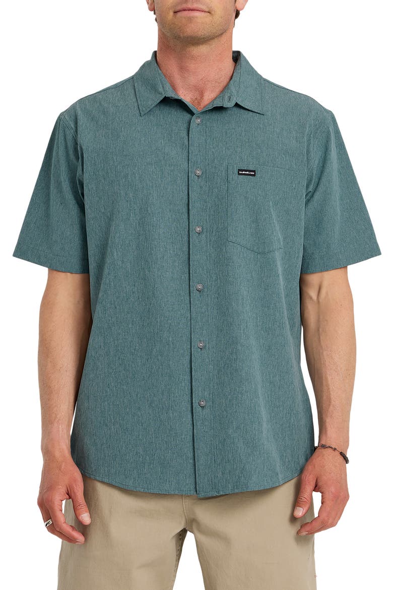 Ridgeport Regular Fit Short Sleeve Performance Button-Up Shirt, Main, color, MEDITERRANEA