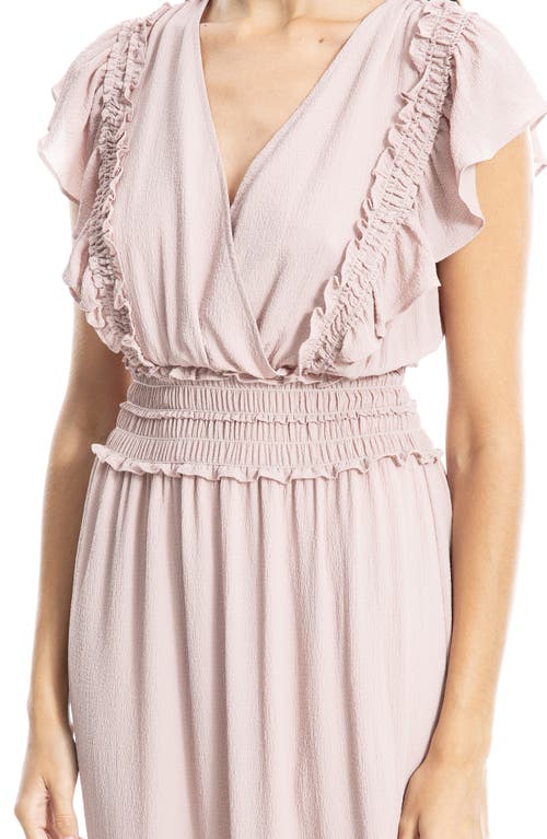 MAX STUDIO MAX STUDIO PEBBLE CREPE FLUTTER SLEEVE MAXI DRESS 