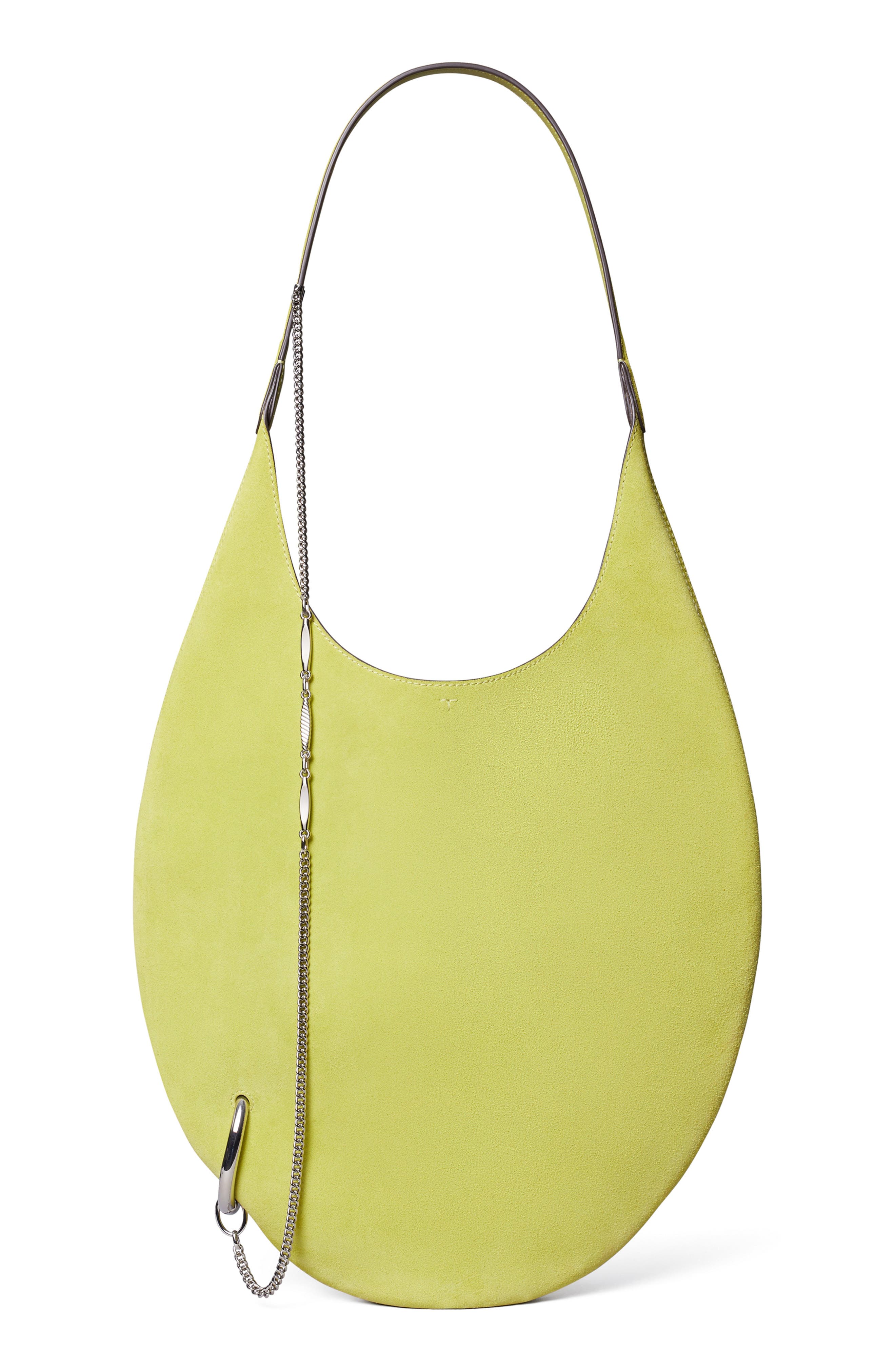 Tory Burch Pierced Suede Shoulder Bag, Main, color, Citrus Green