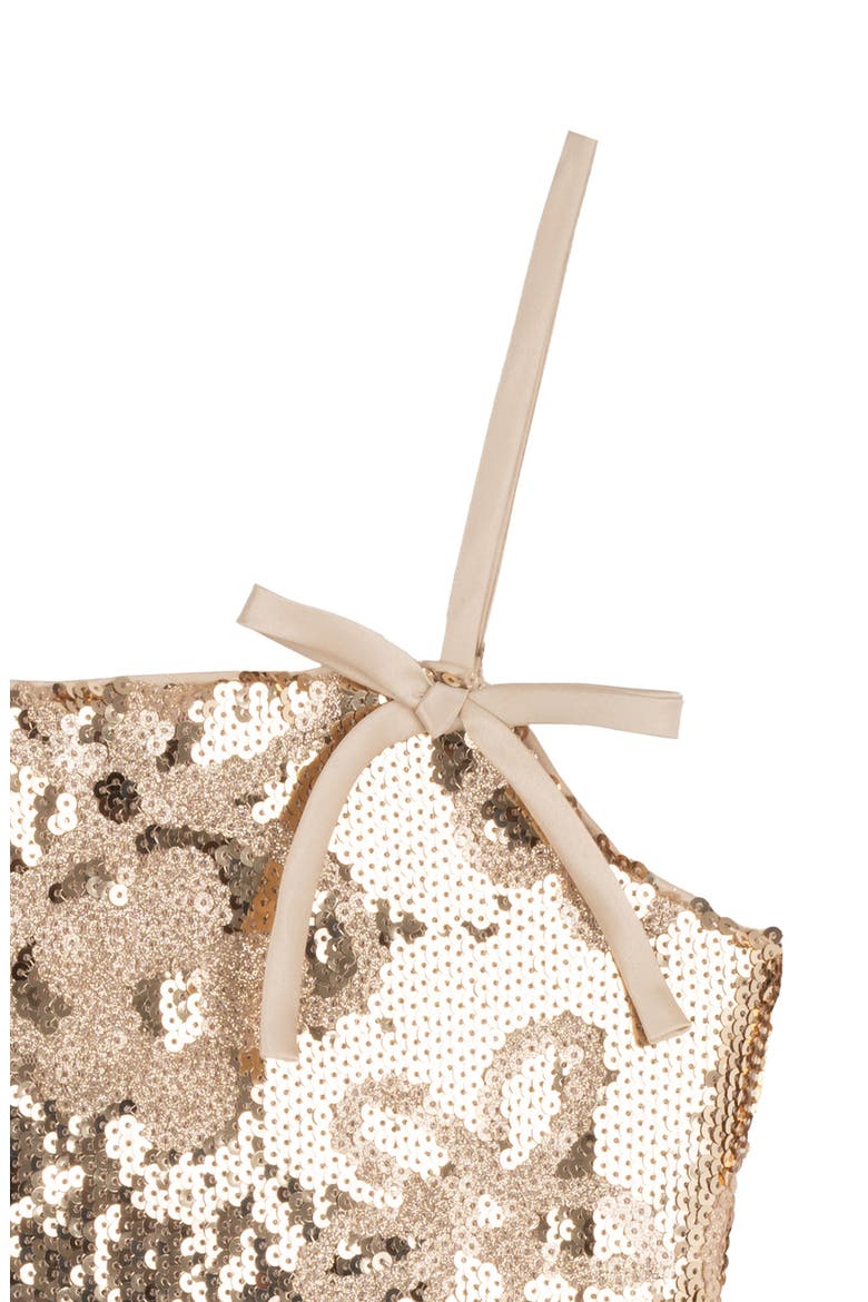 Kids' Stella Flower Sequin Shift Dress, Alternate, color, GOLD