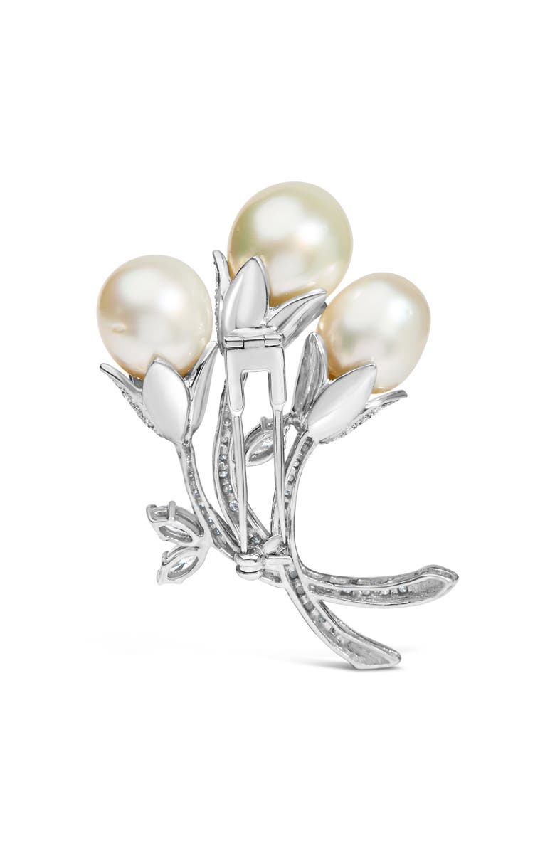 Haus of Brilliance 18K White Gold 2 1/5 Cttw Diamond and South Sea Pearl Floral Brooch Pin, Alternate, color, White