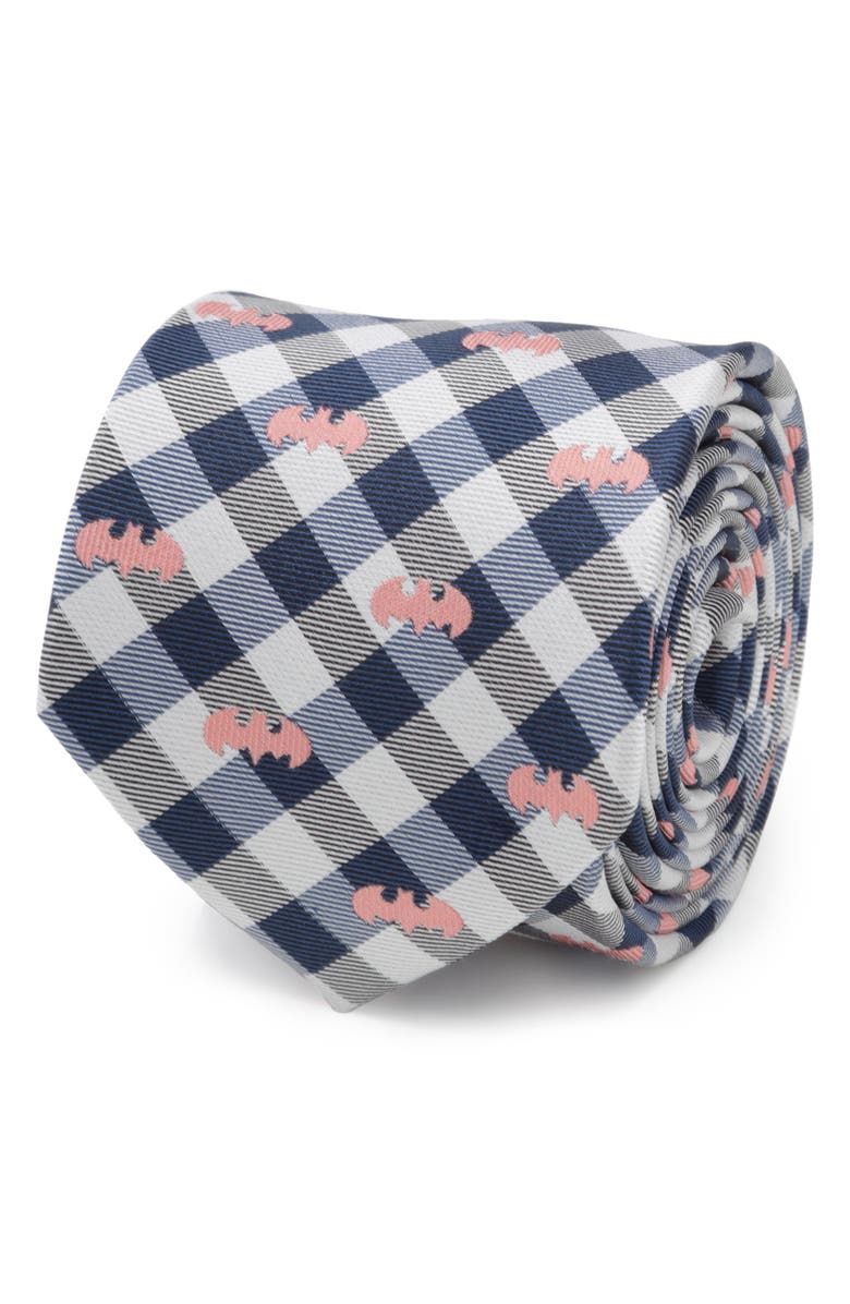 Cufflinks, Inc. Batman Plaid Silk Tie, Alternate, color, Navy