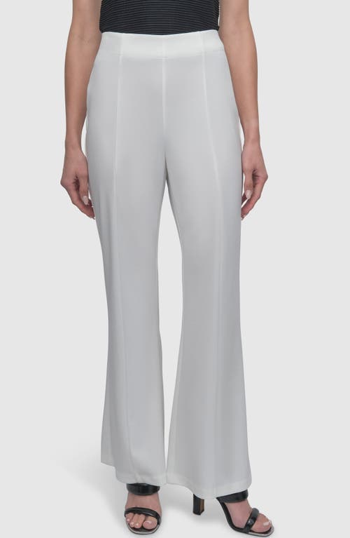Dkny Wide Leg Scuba Pants In Ivory