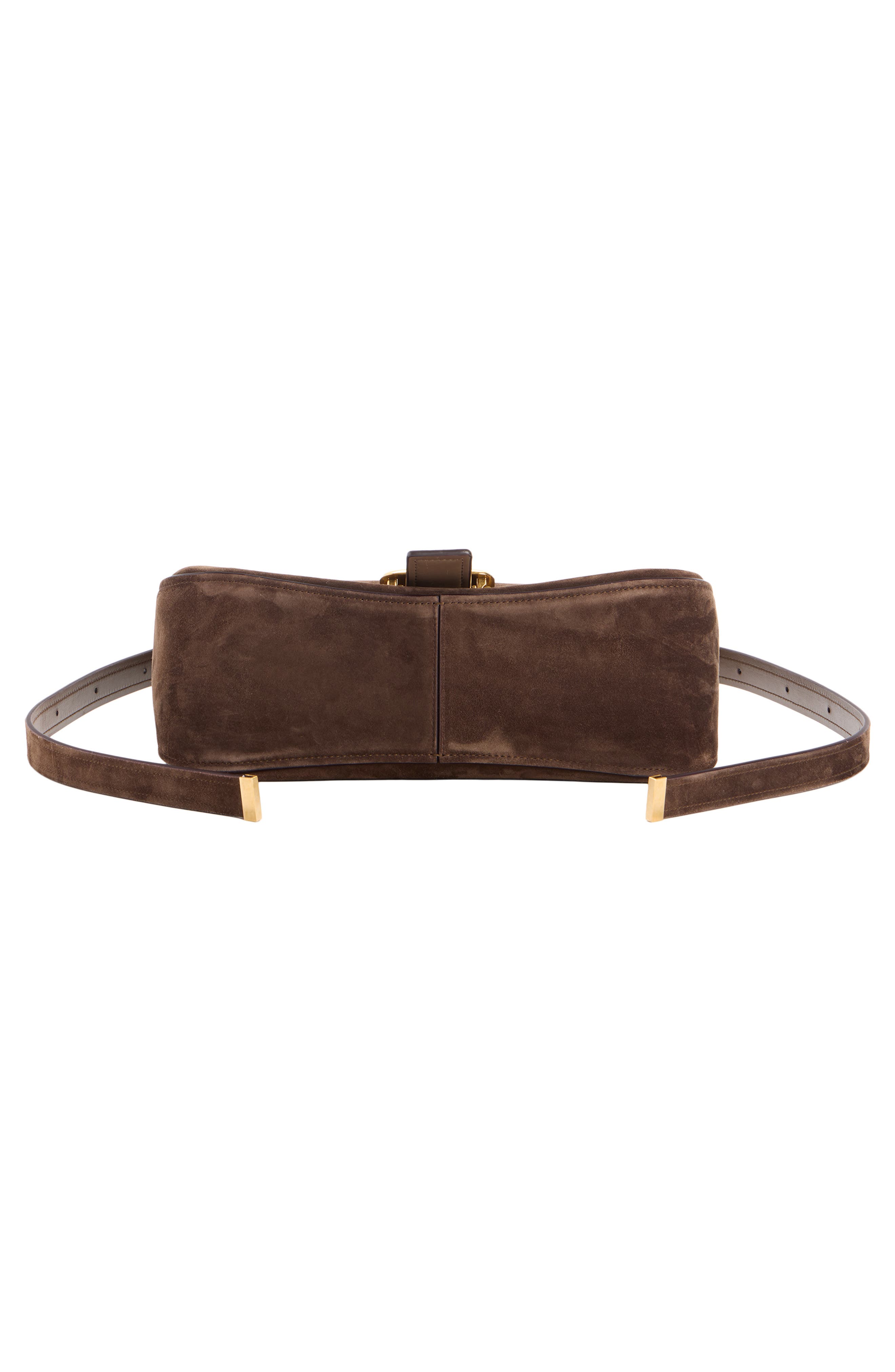Balenciaga Medium Clicca Suede Shoulder Bag, Alternate, color, 2255 Muscade