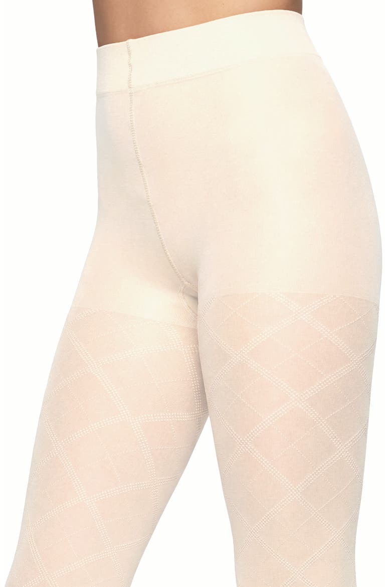 Diamond Texture Tights, Alternate, color, IVORY