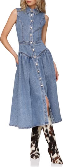 Sleeveless Denim Midi Dress