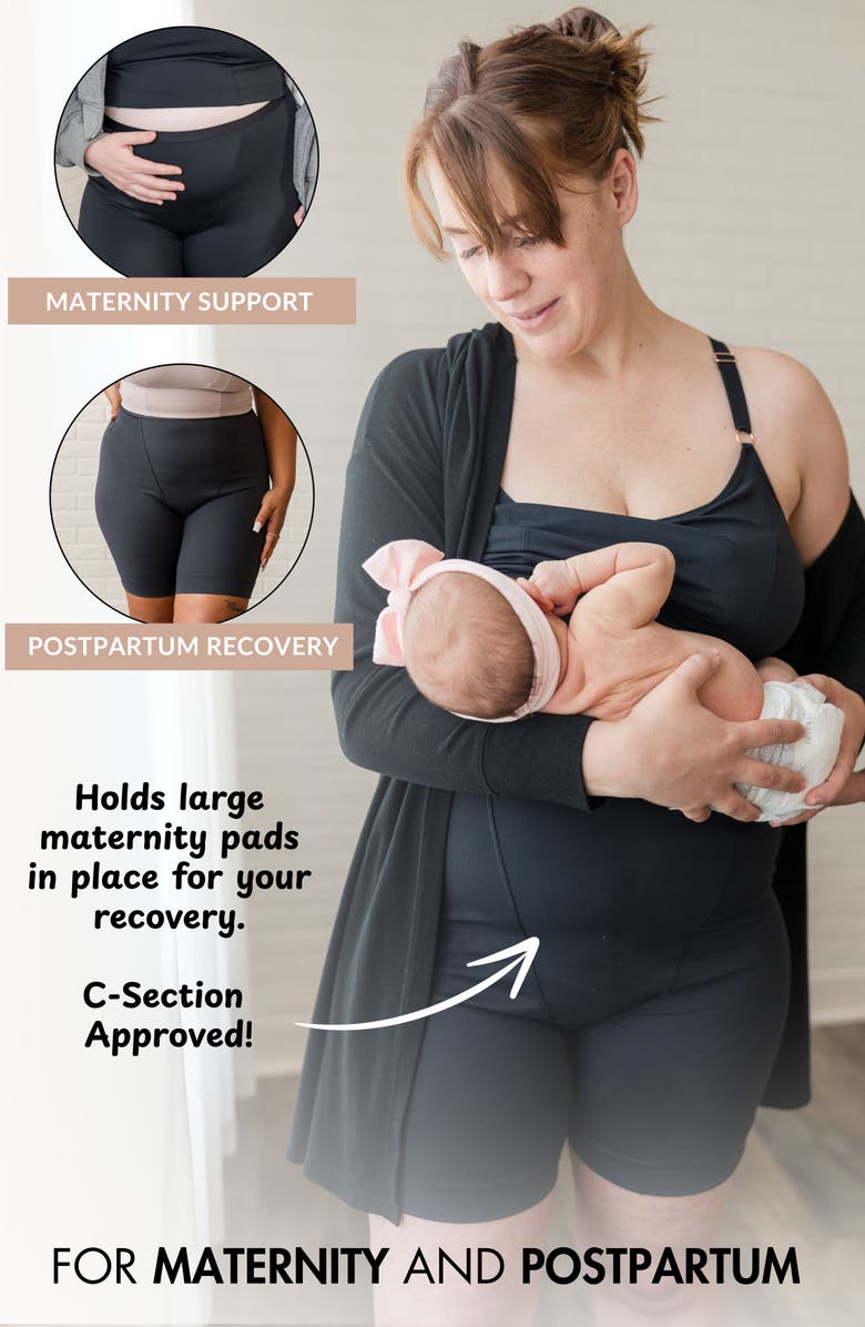 Davin & Adley Mia Maternity and Postpartum Recovery Underwear, Boxer Short, Alternate, color, Black