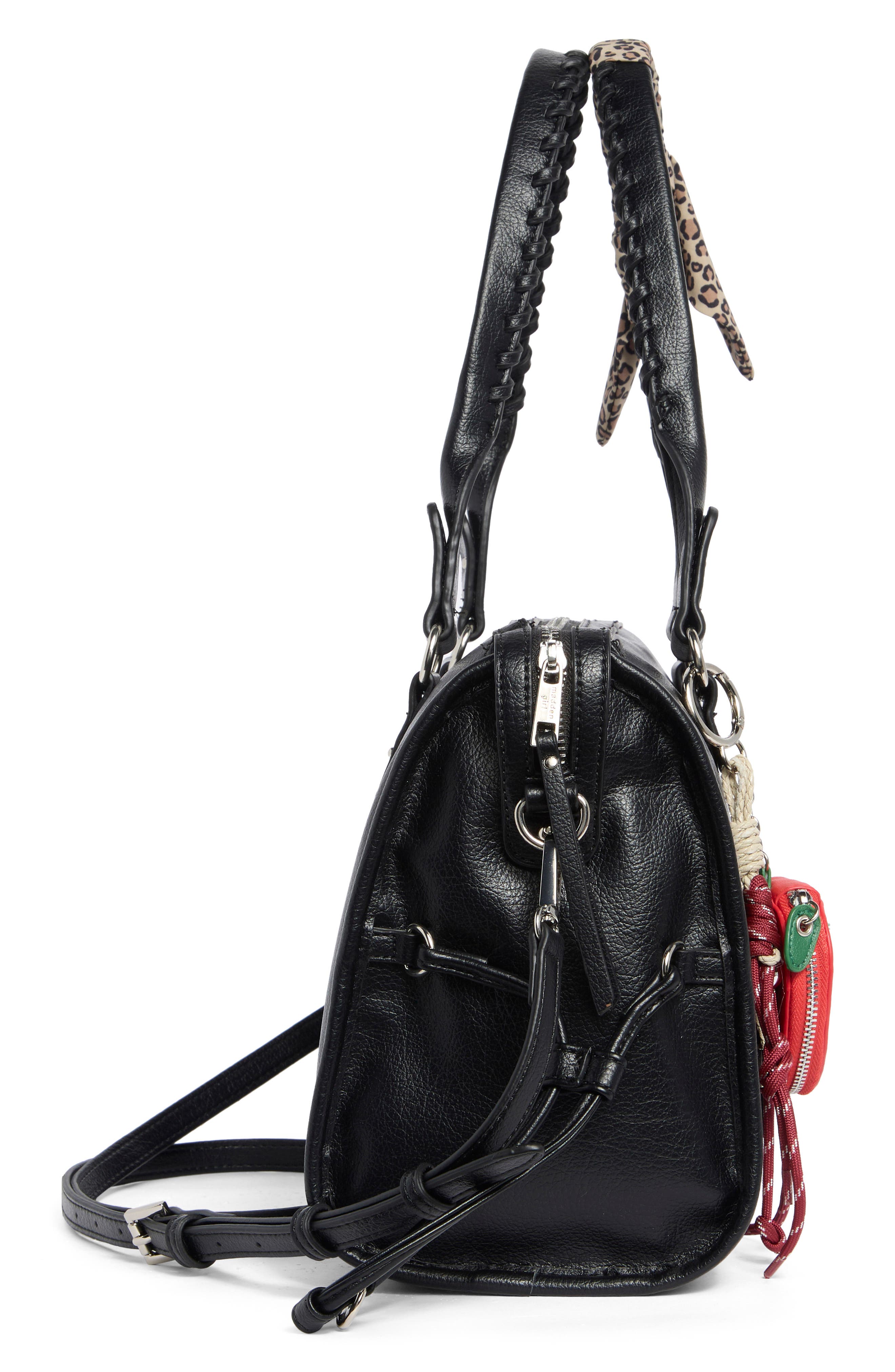 Charm Trim Bowler Bag, Alternate, color, BLACK