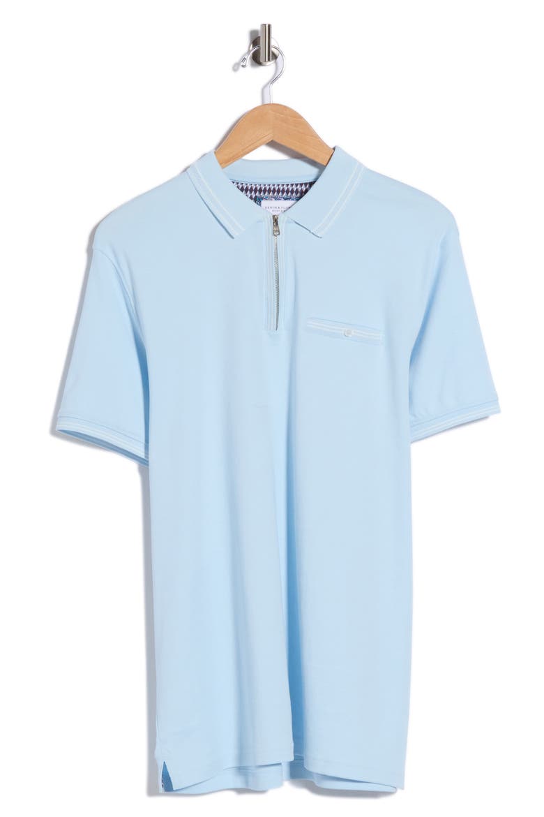 Tipped Zip Polo, Main, color, SKY BLUE