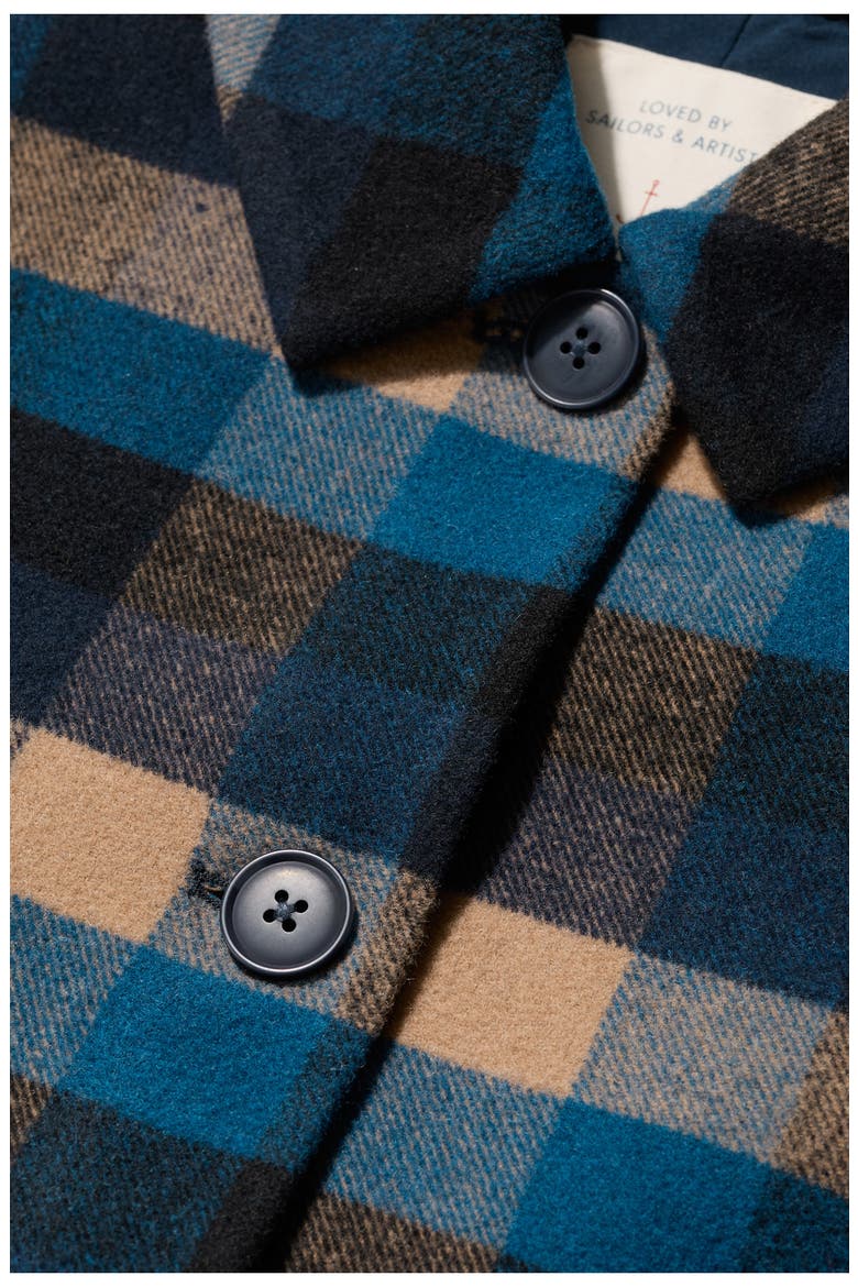 Beamwind Check Cocoon Coat, Alternate, color, MAKE AND DO HARBOUR