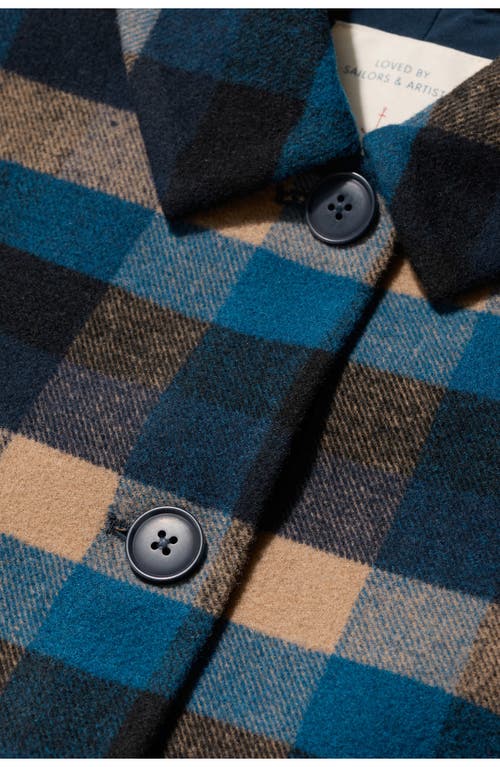 Seasalt Cornwall Beamwind Check Cocoon Coat In Blue
