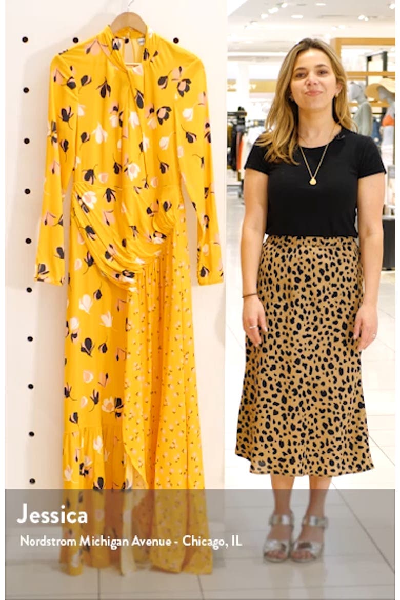 Floral Print Twist Neck Long Sleeve Maxi Dress video