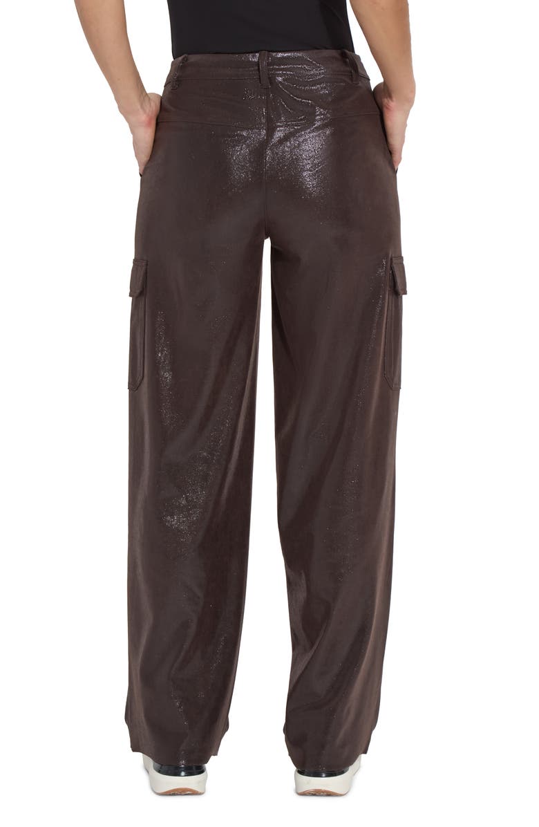 Lysse Metallic Faux Suede Cargo Pants, Alternate, color, Liquid Mocha