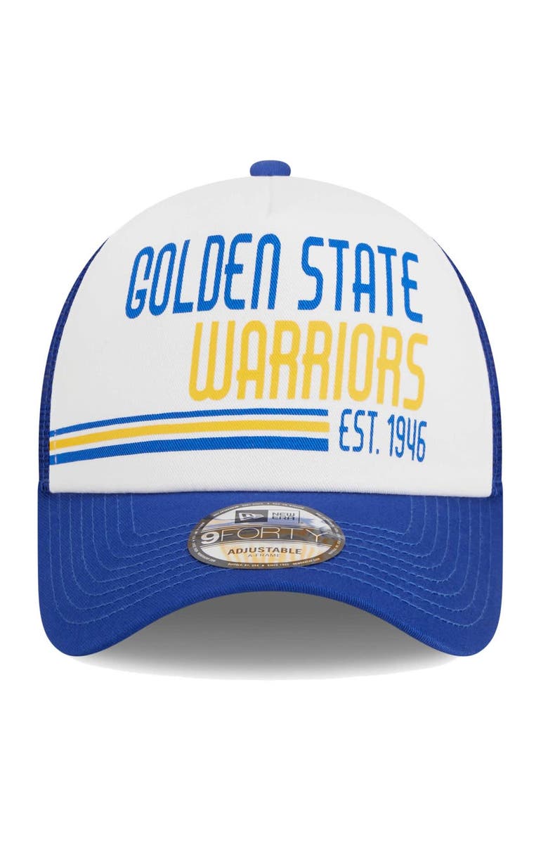 New Era Men's New Era White Golden State Warriors Lift Pass Foam Front Trucker 9FORTY Adjustable Hat, Alternate, color, White