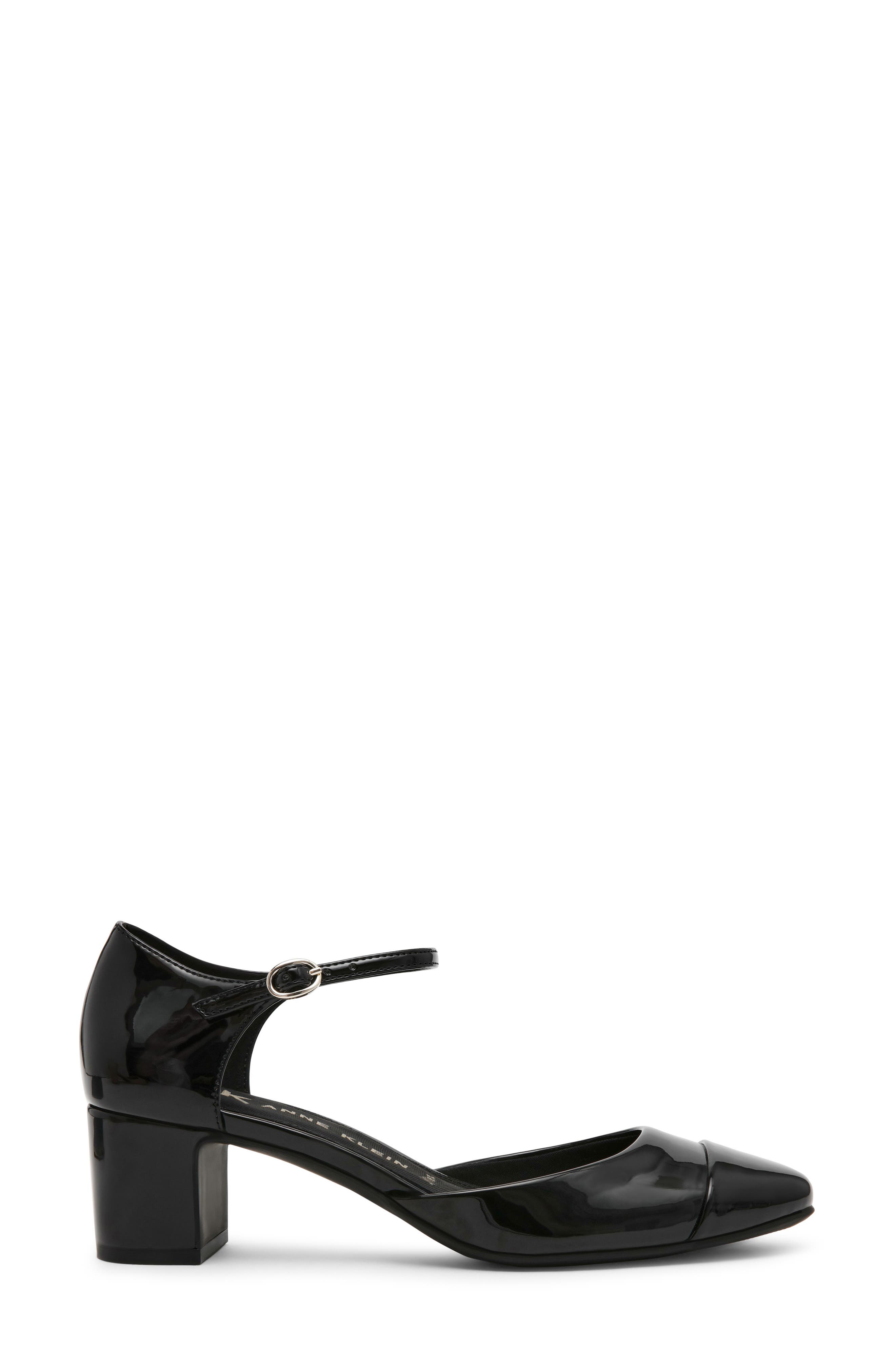 Anne Klein Picus Ankle Strap Pump, Alternate, color, Black Patent