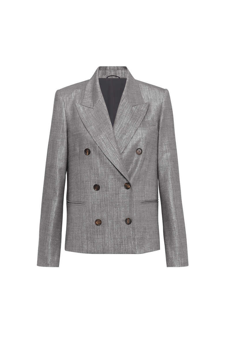 Brunello Cucinelli Sparkling twill blazer, Main, color, Silver