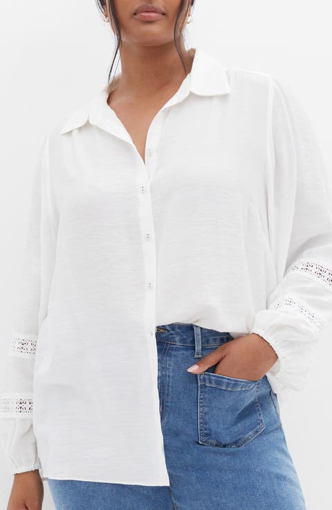Deanna Lace Trim Shirt (Plus)