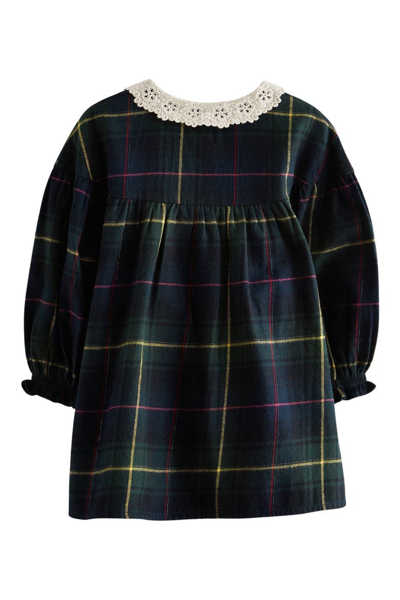 Kids' Plaid Lace Collar Cotton Blend Dress, Alternate, color, GREEN