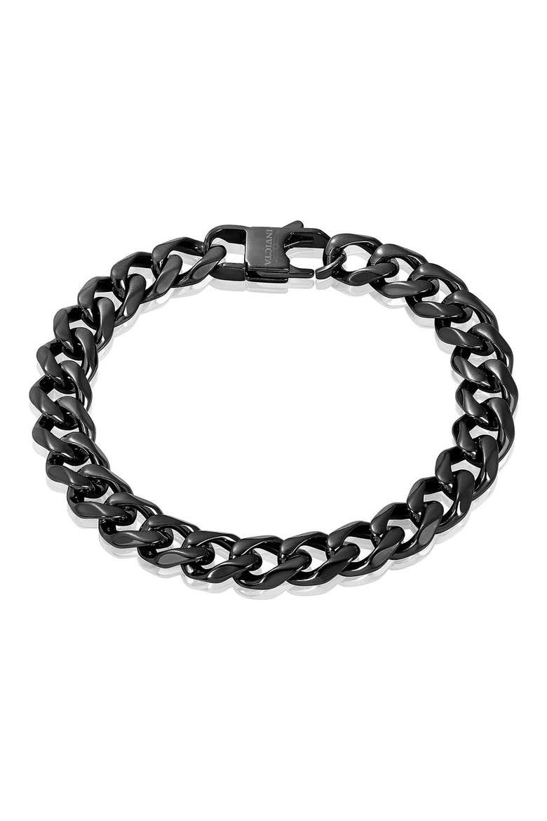 Mens' 11mm Curb Chain Link Bracelet, Main, color, BLACK