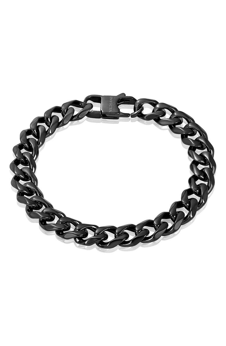 INVICTA Mens' 11mm Curb Chain Link Bracelet, Main, color, Black