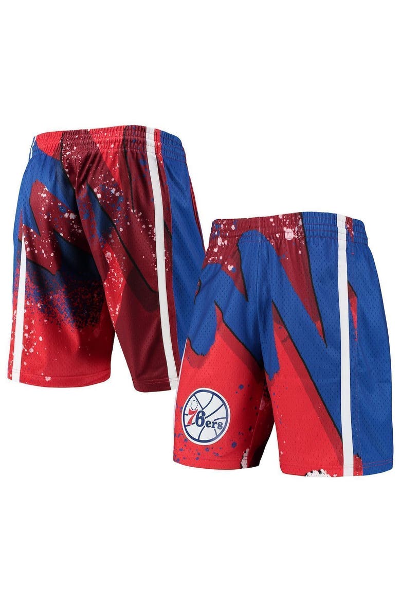 Men's Mitchell & Ness Red Philadelphia 76ers Hardwood Classics 1996 Hyper Hoops Swingman Shorts, Alternate, color, Red