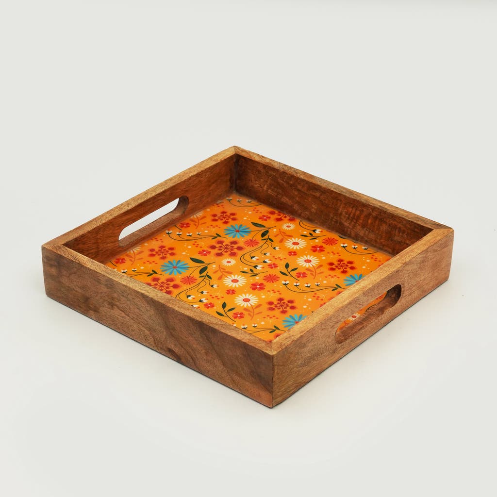 Mela Artisans Sunburst Bloom Inlay Tray In Multi