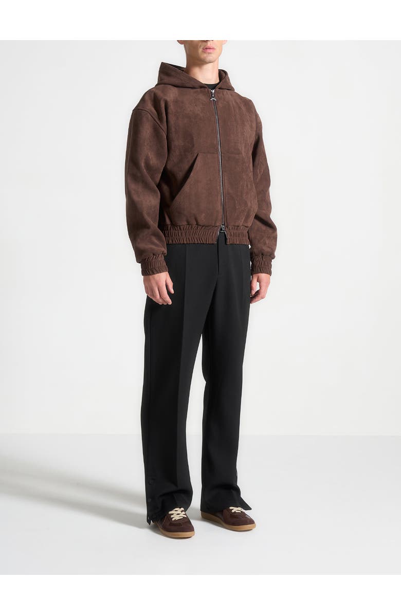 Manière De Voir Cropped Suede Hoodie, Main, color, Brown