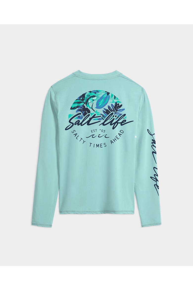 Escape to Paradise Performance Long Sleeve Tee, Alternate, color, Lt Aruba Heather