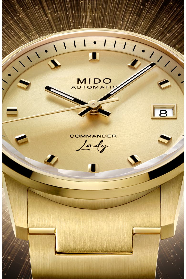 Commander Lady Automatic Bracelet Watch, 35mm, Alternate, color, CHAMPAGNE / GOLDEN