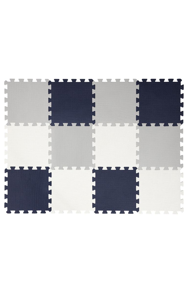 Easy Playhouse 12 Soft Foam Floor Tiles Bluegreywhite, Interlocking Mat, Main, color,
