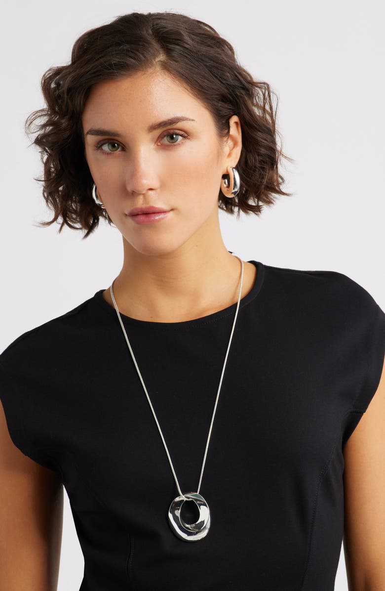 Nordstrom Bold Sculptural Twist Pendant Necklace, Alternate, color, Silver
