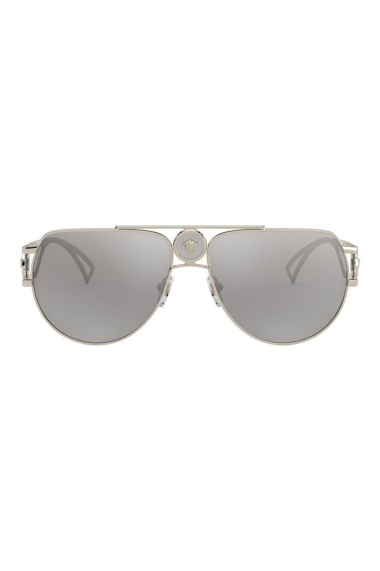60mm Aviator Sunglasses, Main, color, PALE GOLD/ LIGHT GREY