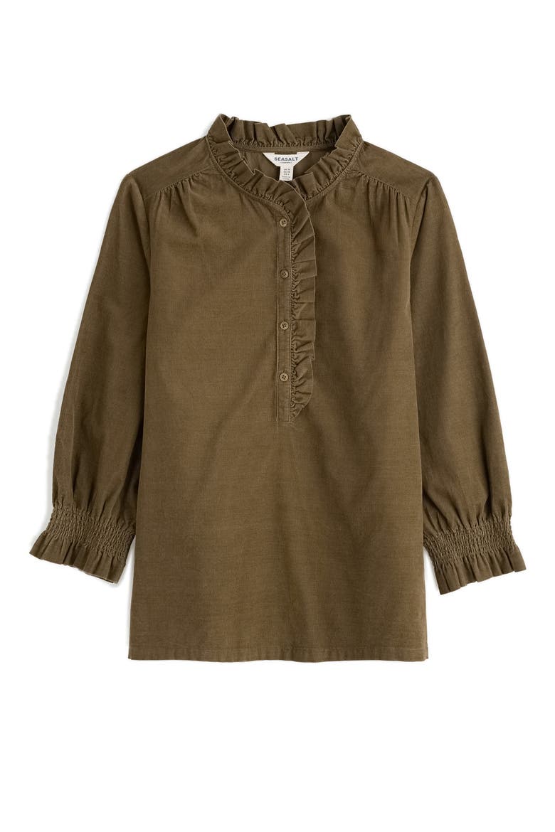 Feather Star Ruffle Corduroy Top, Alternate, color, LAUREL