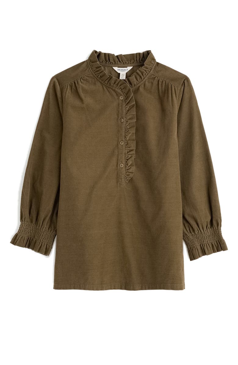 Seasalt Cornwall Feather Star Ruffle Corduroy Top, Alternate, color, Laurel