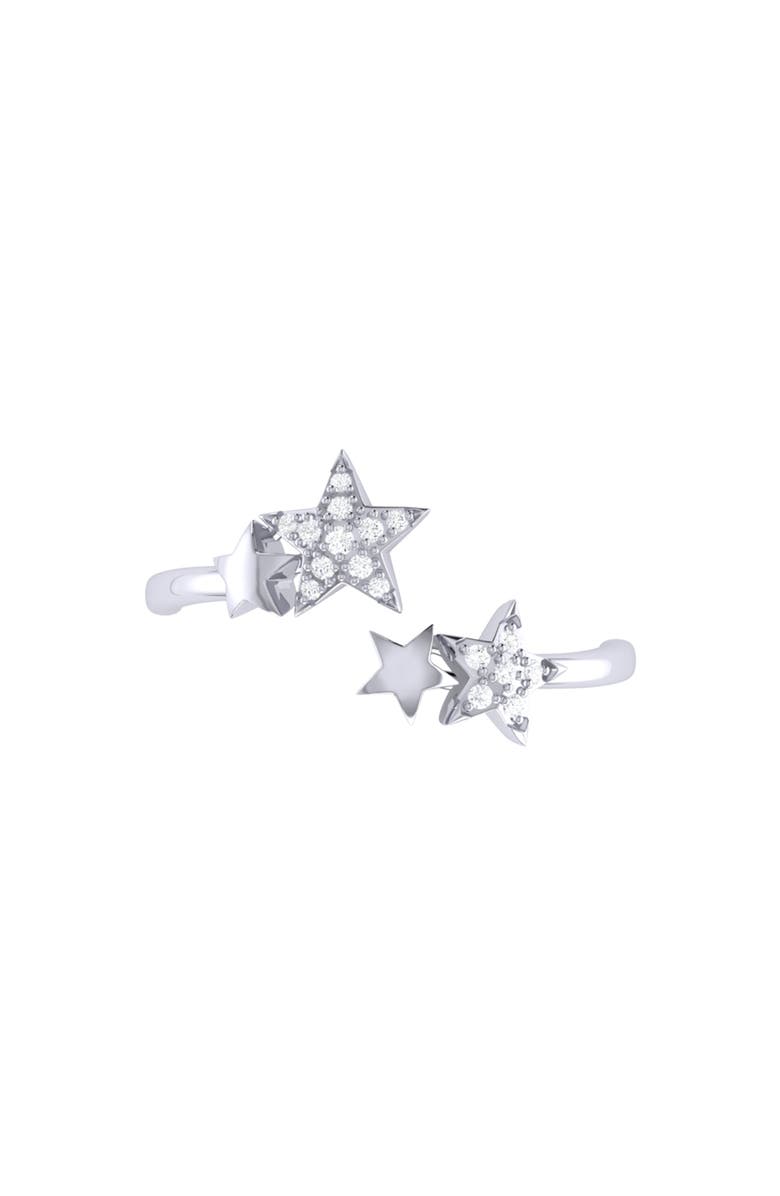 LuvMyJewelry Dazzling Star Couples Sterling Silver Diamond Open Ring, Alternate, color, 