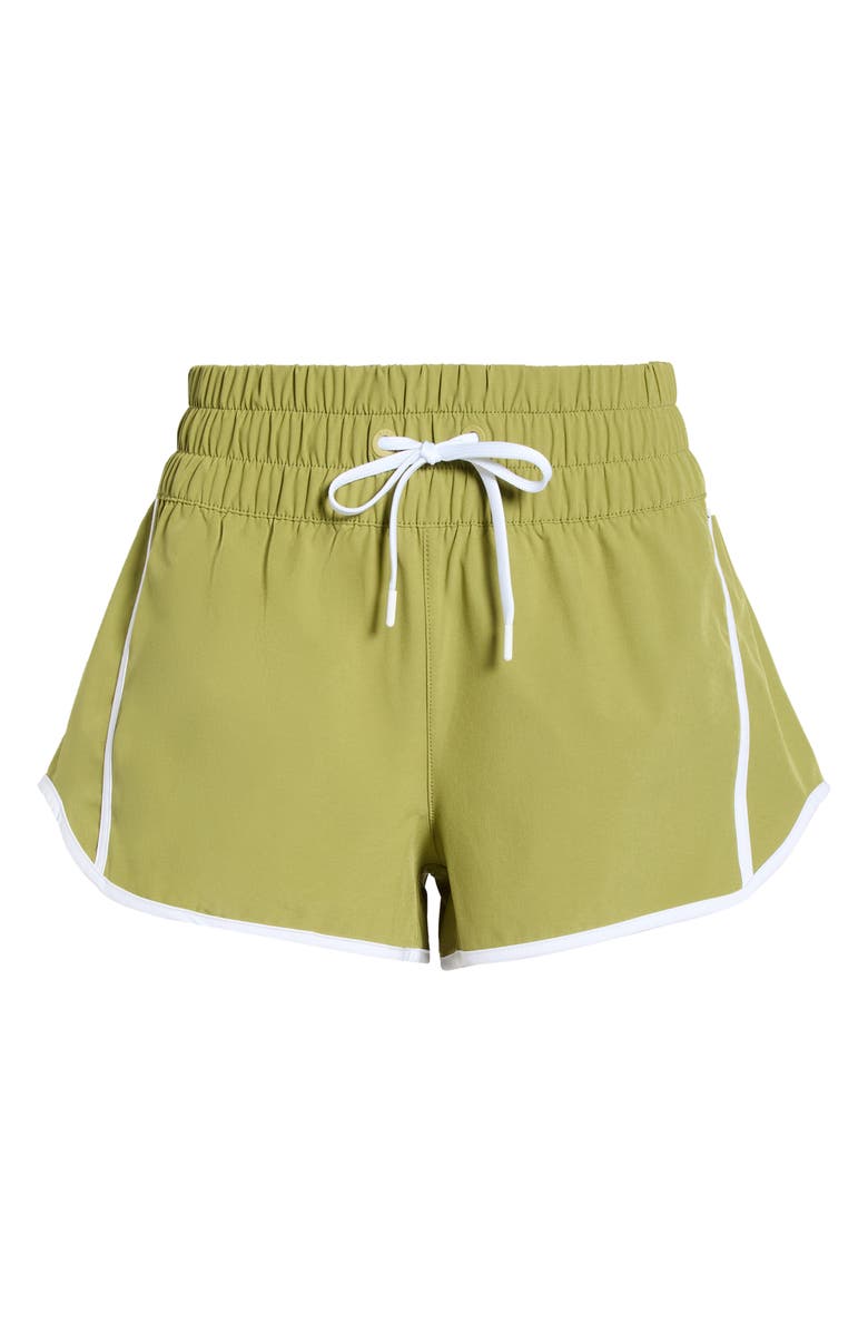 Rip Curl Smocked High Waist Drawstring Shorts, Alternate, color, Green Olive