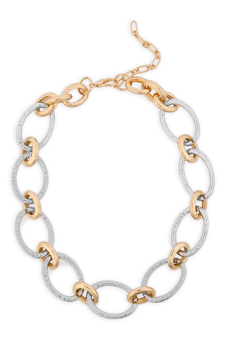 Two-Tone Chunky Chain Necklace, Main, color, SILVER GOLD