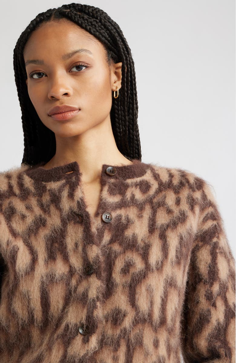 Nordstrom Leopard Crewneck Cardigan, Alternate, color, 
