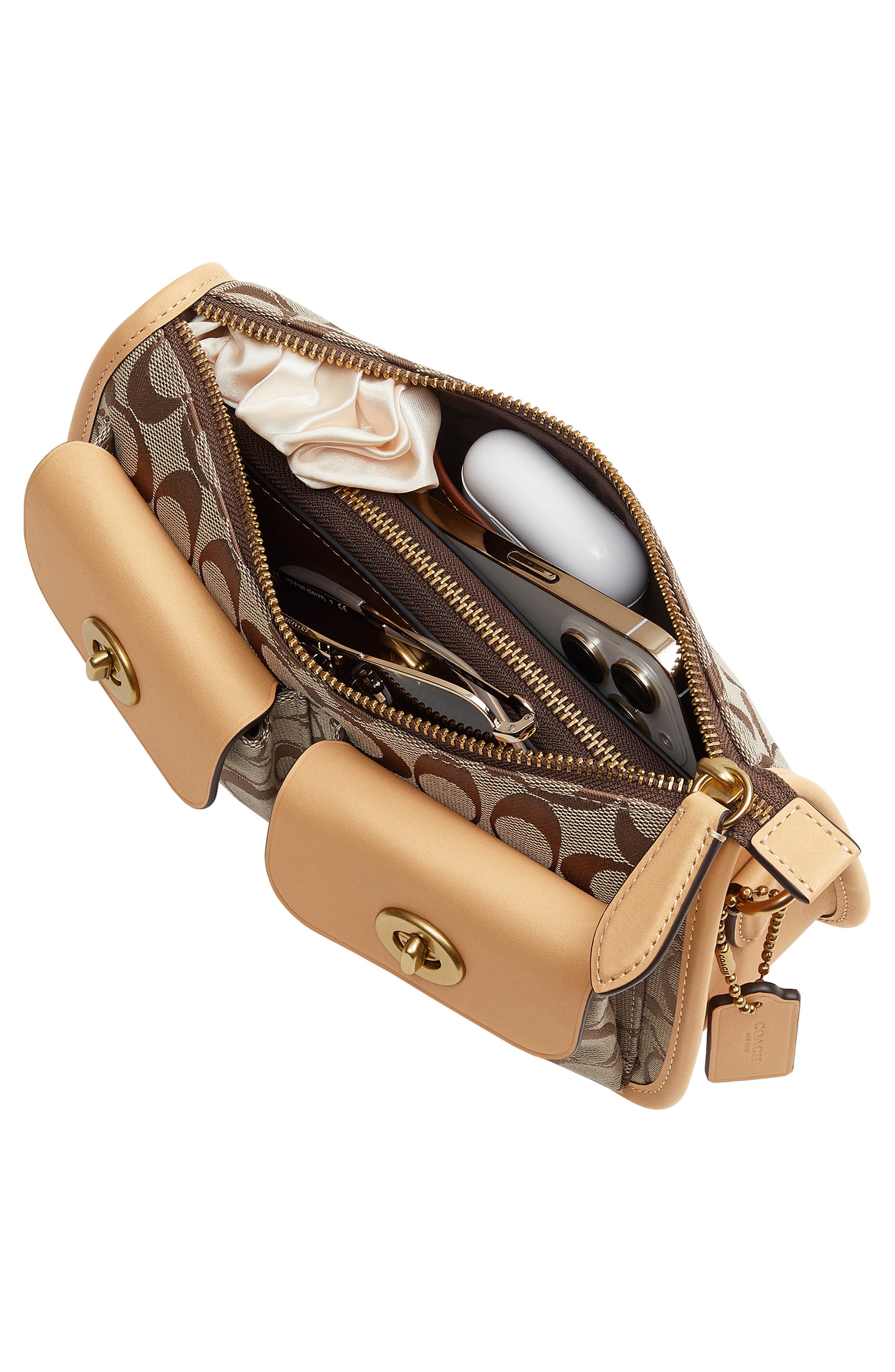 COACH Waverly Twin Turnlock Signature Jacquard & Leather Shoulder 