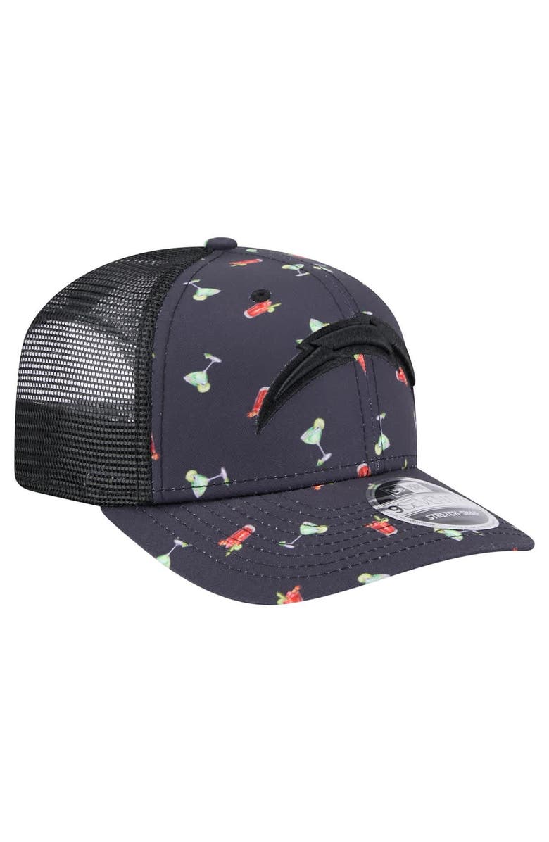 New Era Men's New Era Navy/Black Los Angeles Chargers Adventure Drinks Pattern 9SEVENTY Stretch-Snap Hat, Alternate, color, Navy