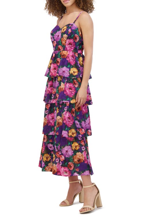 Siena Floral Chiffon Tiered Ruffle Sundress In Purple Multi