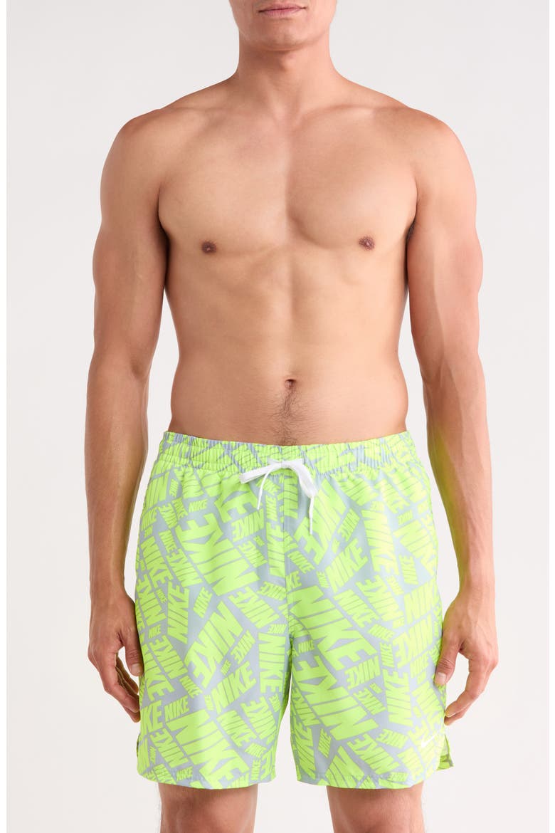 Tossed Black Swim Trunks, Main, color, VOLT