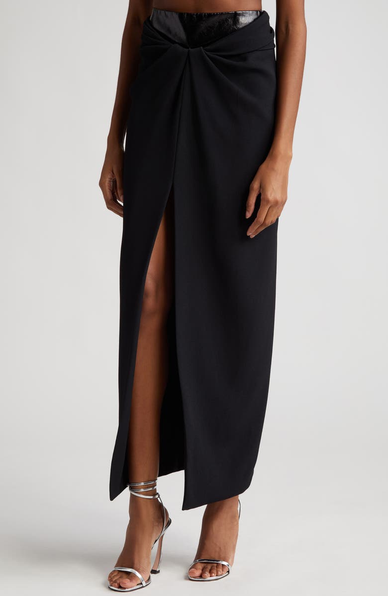 Brandon Maxwell The Nora Draped Mixed Media Skirt, Alternate, color, Black