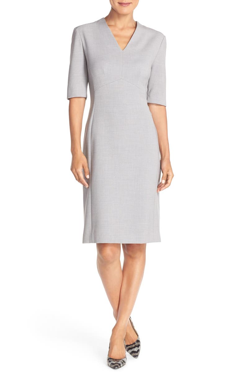 Tahari Mélange Woven Sheath Dress, Alternate, color,
