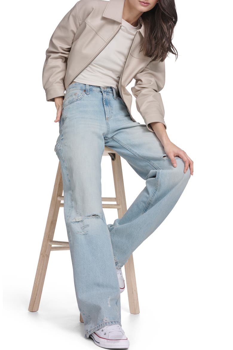 Boxy Faux Leather Bomber Jacket, Alternate, color, CHATEAU GREY