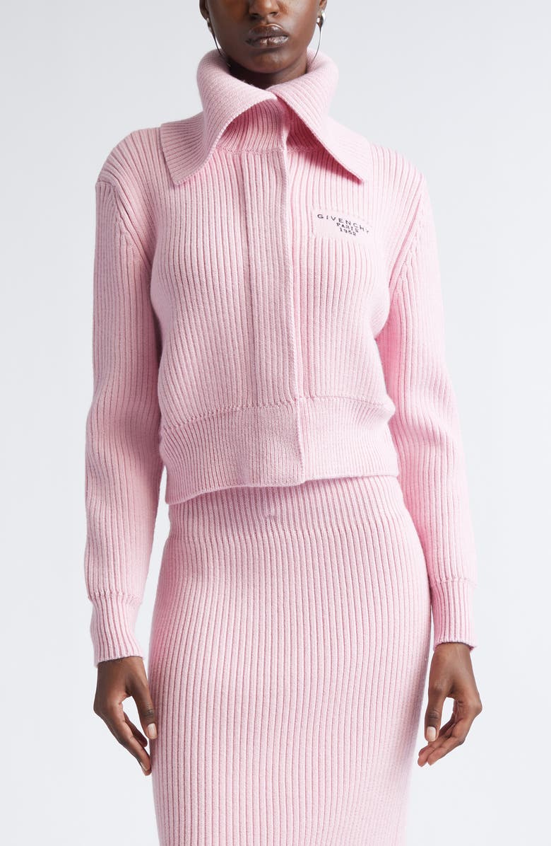 Givenchy Big Collar Wool & Alpaca Blend Cardigan, Main, color, Light Pink
