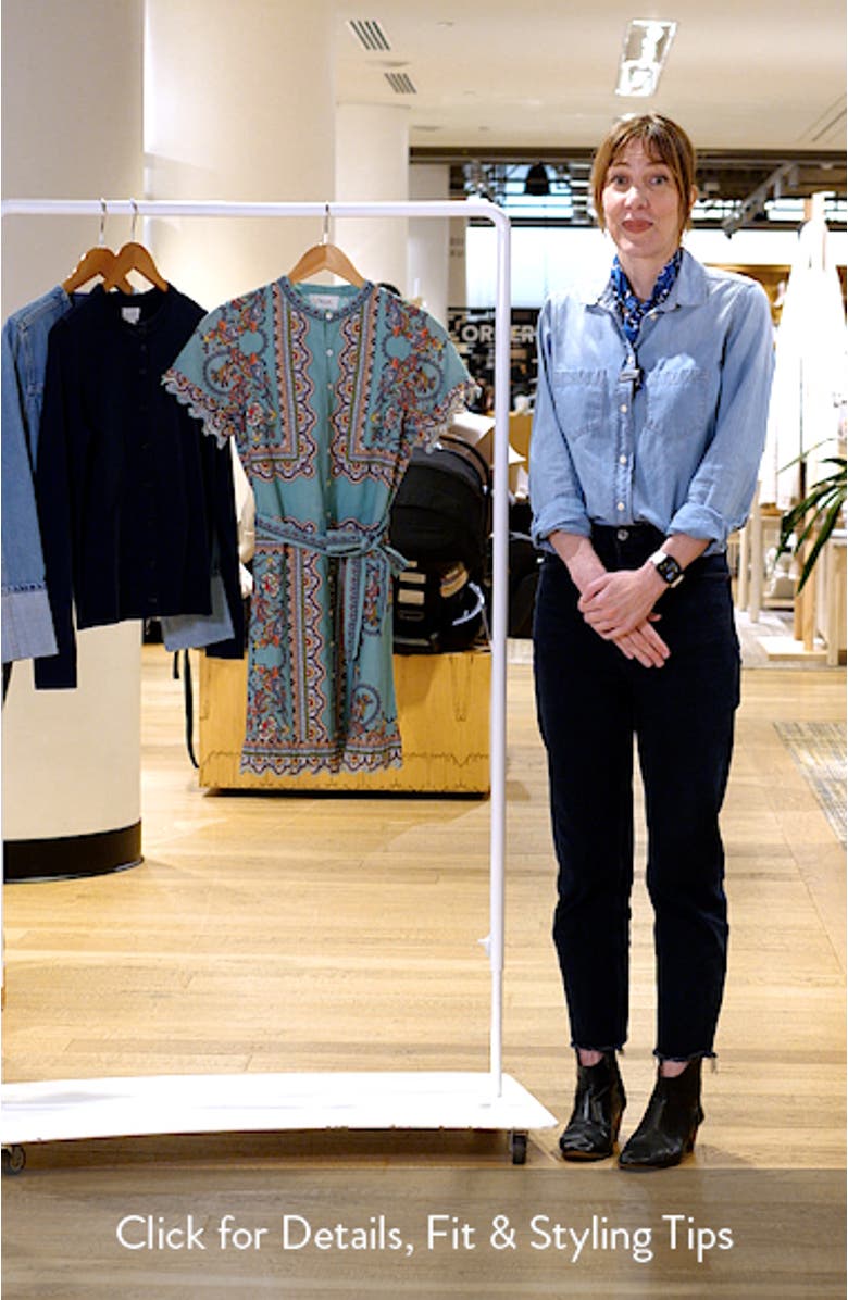 Marni Scarf Print Cotton & Linen Mini Shirtdress, sales video thumbnail