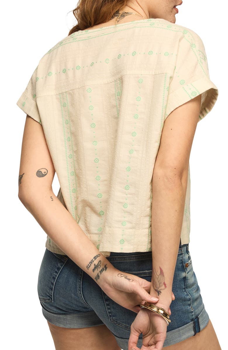 Lucky Brand Floral Stripe Woven Shirt, Alternate, color, Cream