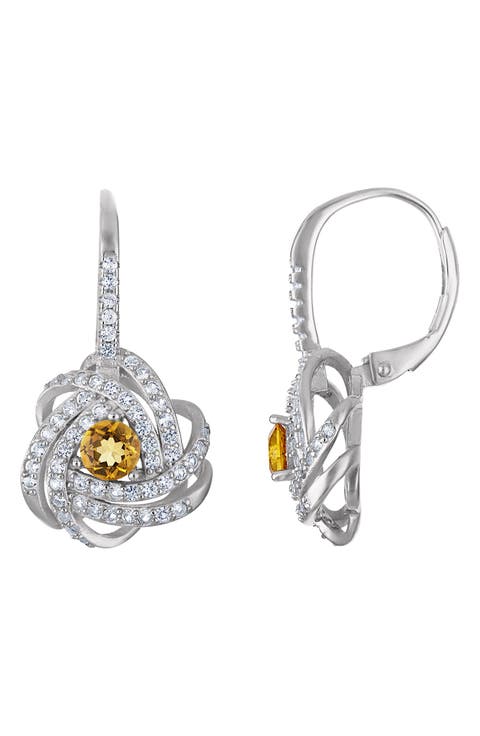 Sterling Silver Floral Swirl Drop Earrings